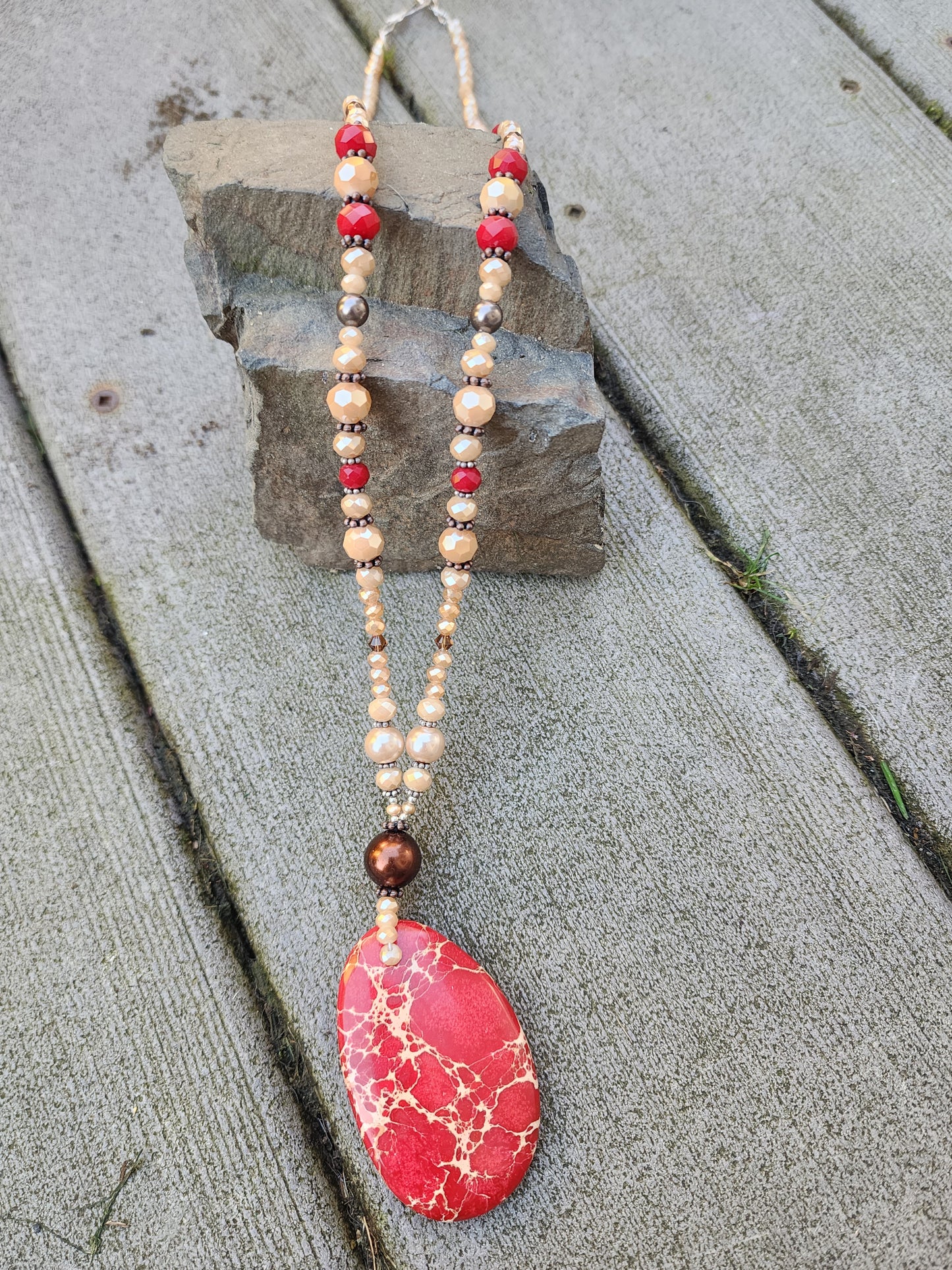 Red Fire Crackle Agate Necklace