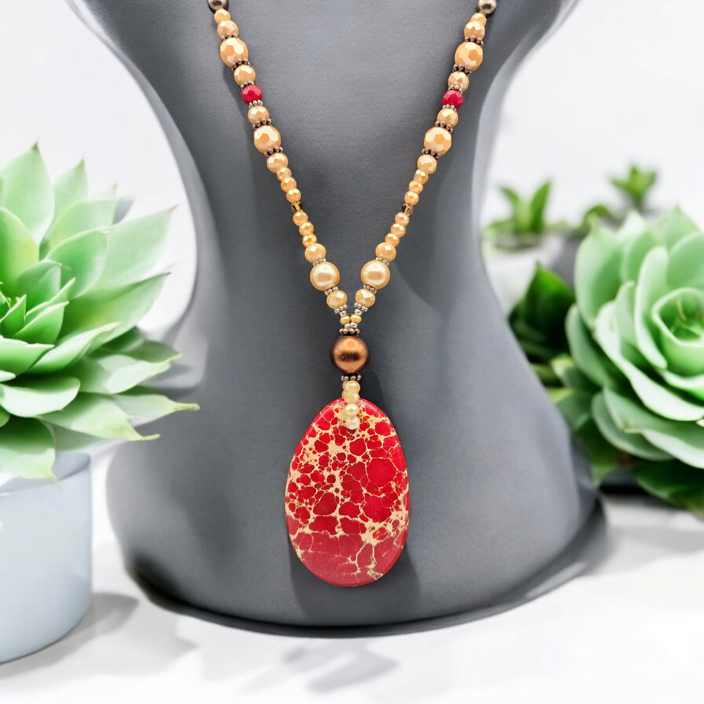 Red Fire Crackle Agate Necklace