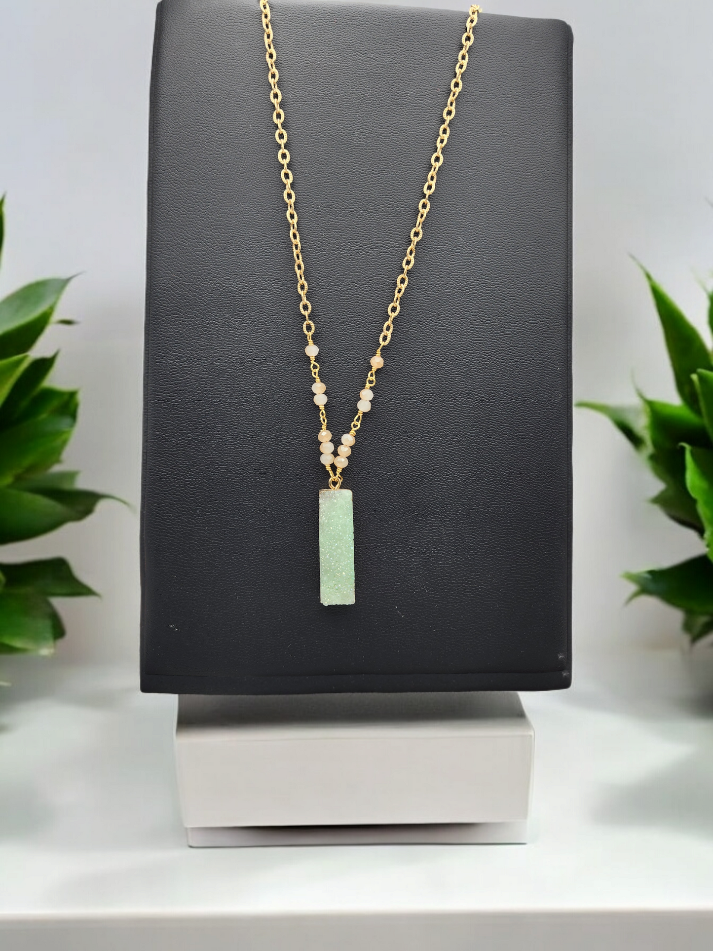 Light Green Druzy Necklace