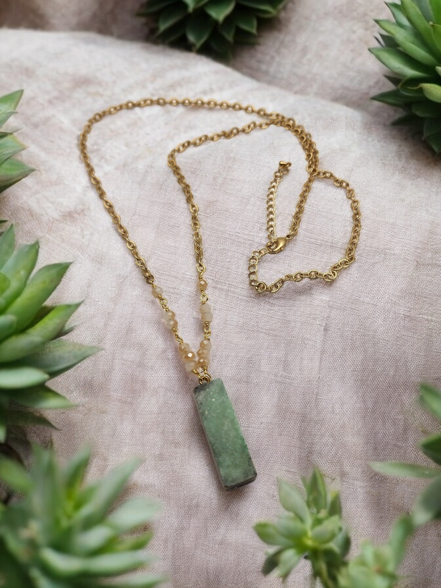 Light Green Druzy Necklace