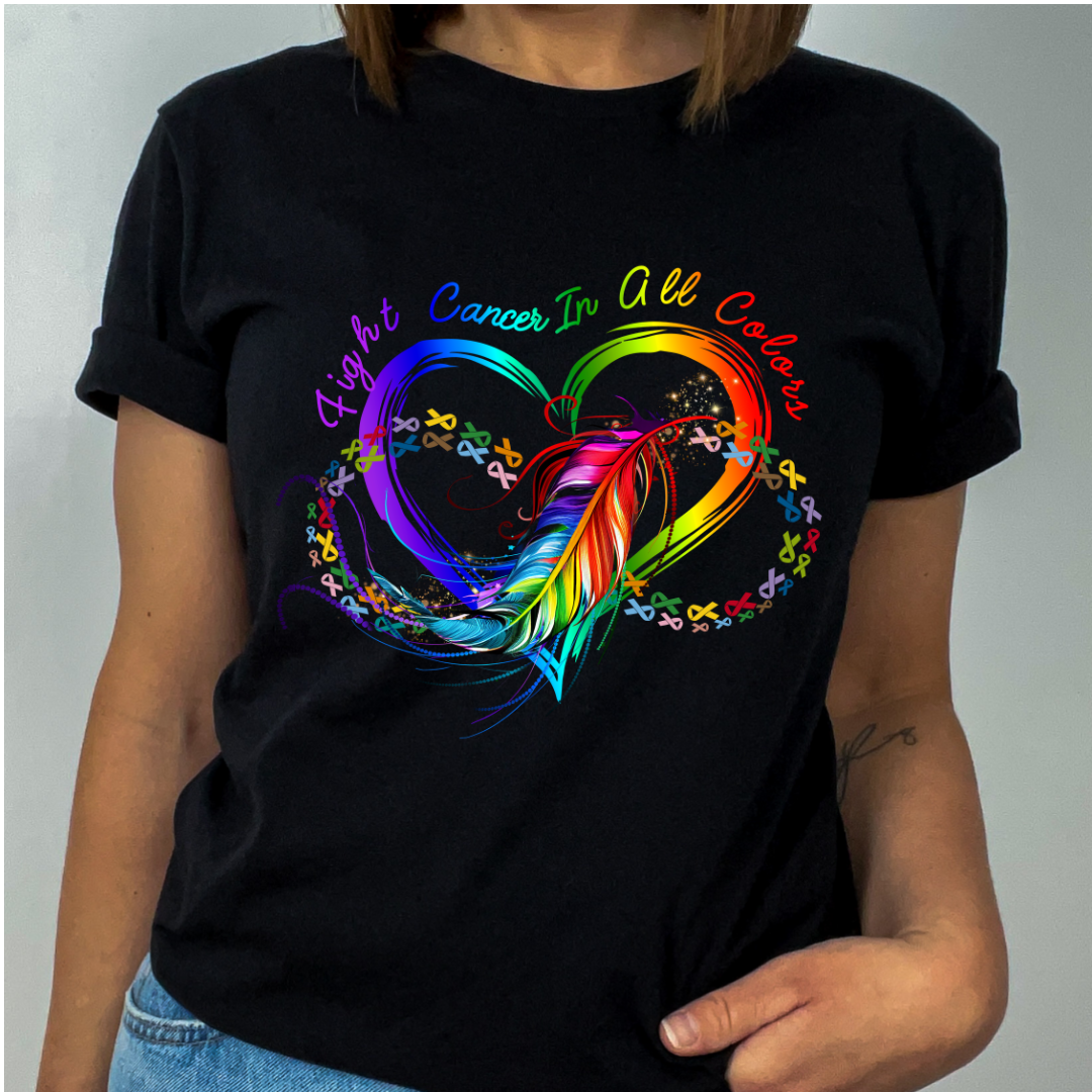 Fight Cancer All Colors Feather Tee