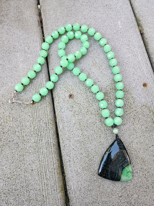 Green Geode Agate Necklace