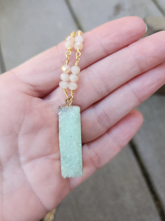 Light Green Druzy Necklace