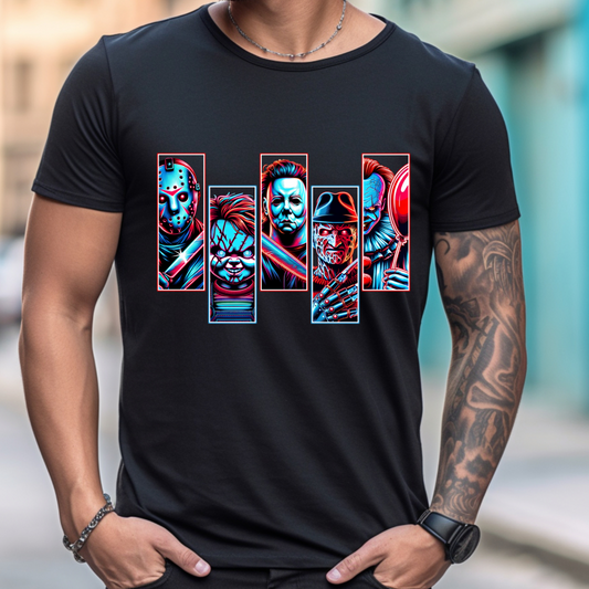 Neon Horror Movie Tee