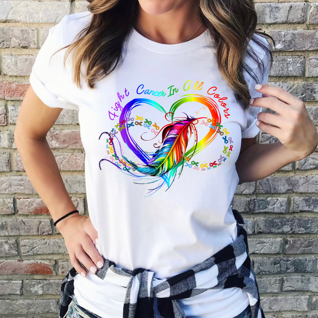 Fight Cancer All Colors Feather Tee