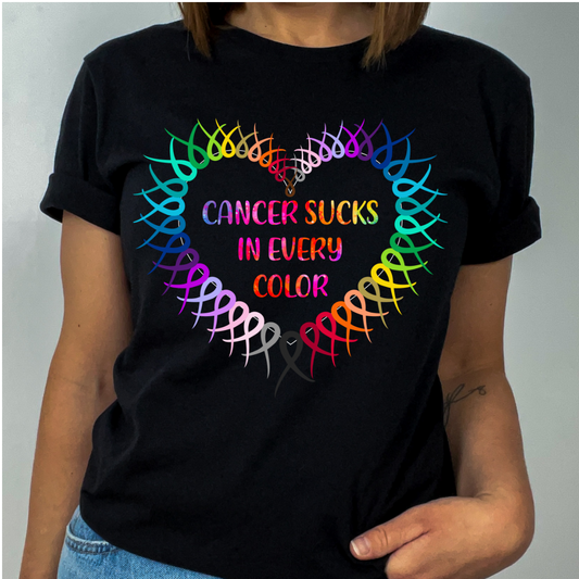 Cancer Sucks in All Colors Rainbow Ribbons